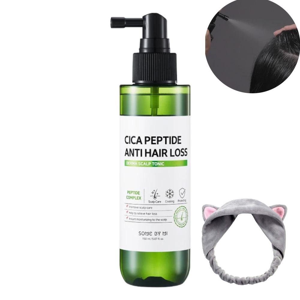 Xịt dưỡng tóc ngăn ngừa rụng tóc Some By Mi Cica Peptide Anti Hair Loss Derma Scalp Tonic 150ml + Tặng Kèm 1 Băng Đô Tai Mèo