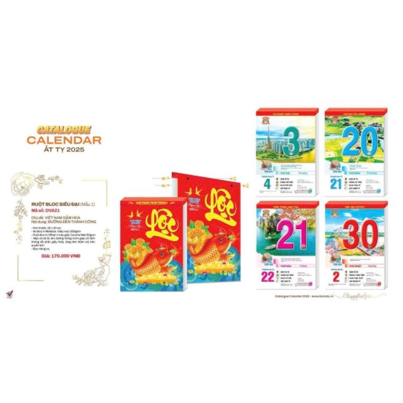 Lịch 2025 - Ruột bloc siêu đại (mẫu 1) - Việt Nam gấm hoa - Đường đến thành công - DVA 21