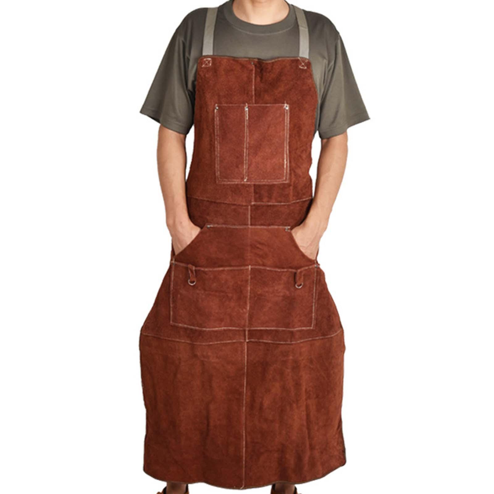 Adjustable Leather Welding Apron BBQ Apron Welding Work Apron for Shop BBQ