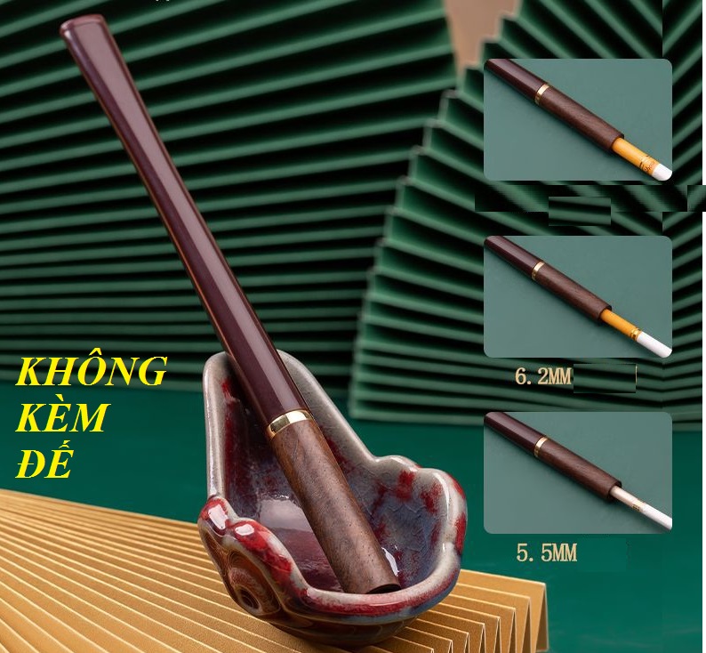 tẩu thuốc gỗ cẩm lai cao cấp sang trọng gắn điếu dài 16 cm