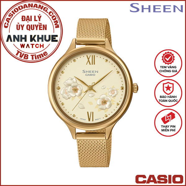 Đồng hồ nữ dây kim loại Casio Sheen chính hãng Anh Khuê SHE-4551GM-9AUDF (34mm)