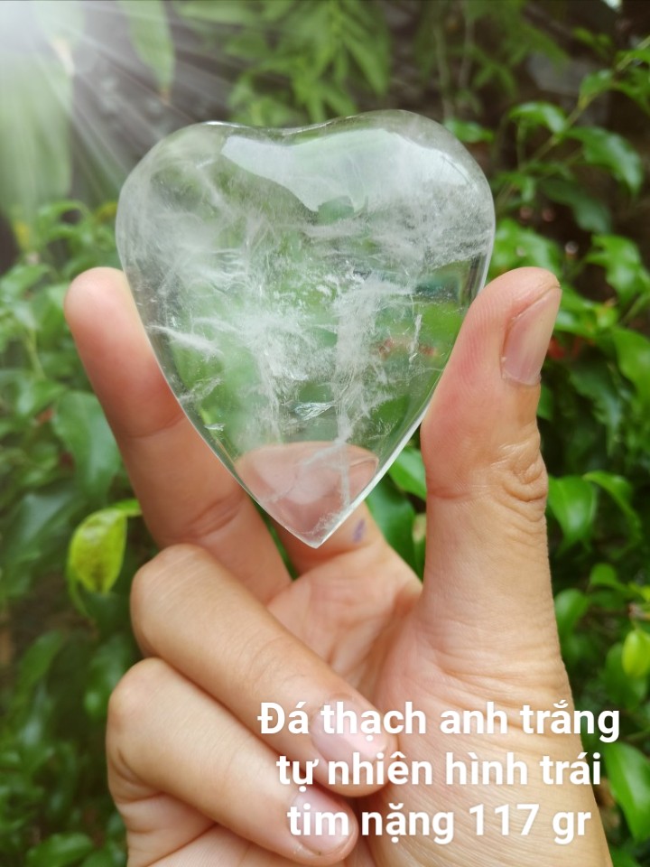 Trái Tim Đá Thach Anh Trắng, Đá Trang Trí, Sưu Tầm, Chặn Giấy - Đá Phong Thủy