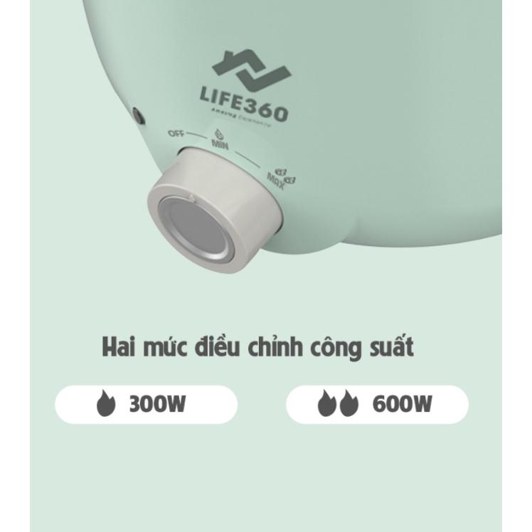 Nồi lẩu điện đa năng {DÀNH CHO} Life360 AL-D12L5 Xanh Bảo hành 12 tháng - phù hợp 02 vợ chồng hoặc độc thân