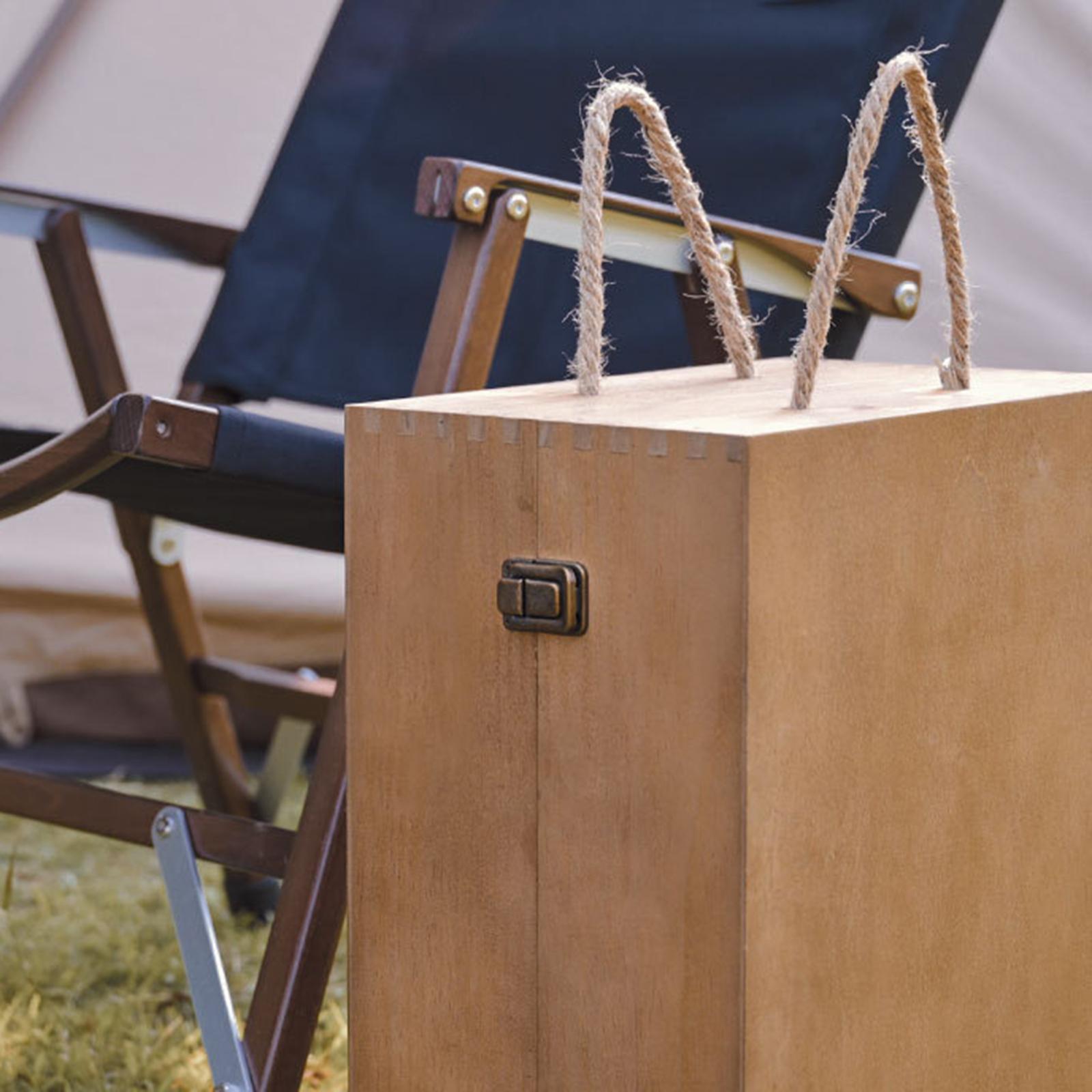 Outdoor Wood Camping Condiment Storage Box BBQ Travel Oil Bottle Spices Container Seasoning Tin Organizer Case