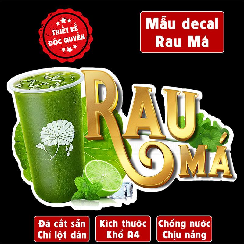 Decal Rau MÁ trang trí quán nước tường, tủ kính bền đẹp chống nước cắt sẵn khổ A4