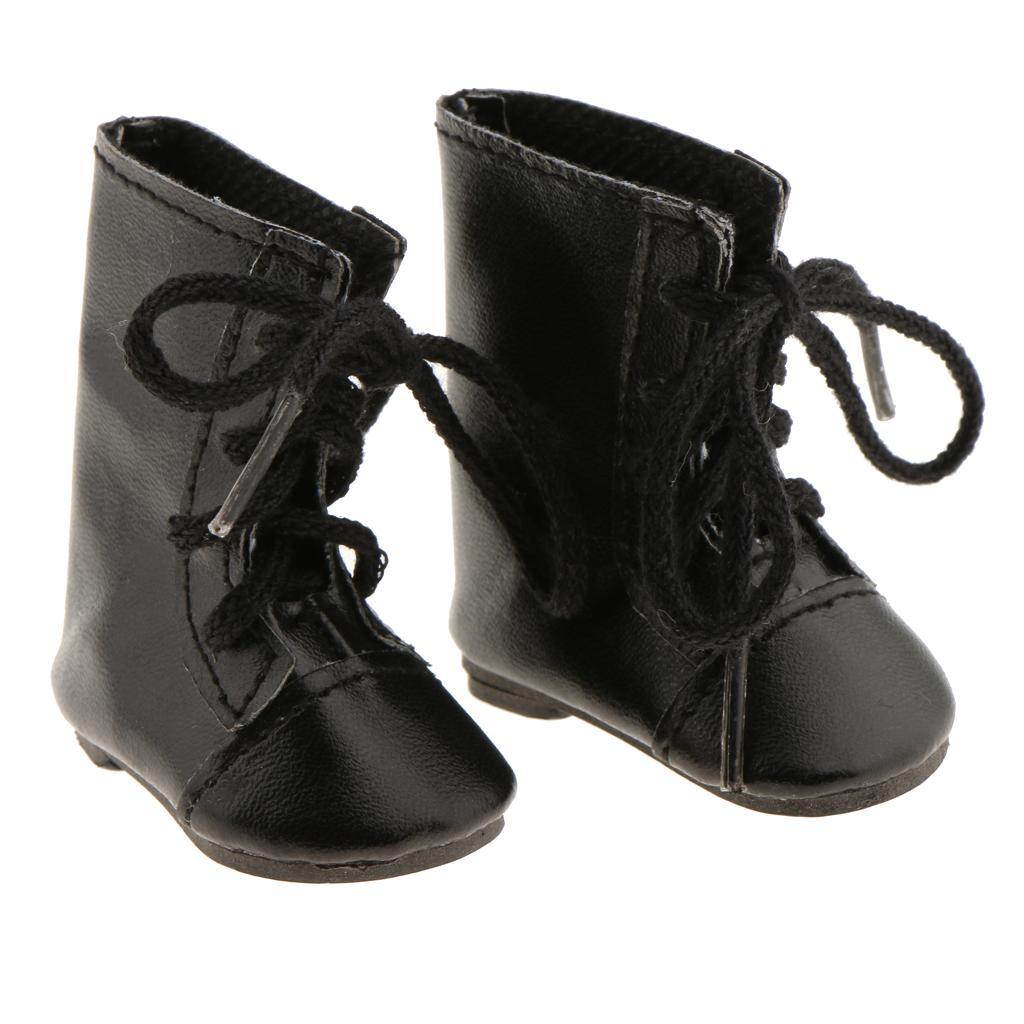 2xFashion Shoes Lace up Boots for 14'' Wellie Wisher Doll Black