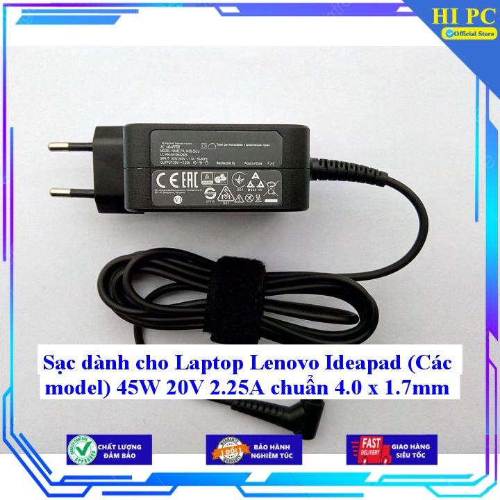 Sạc dành cho Laptop Lenovo Ideapad 45W 20V 2.25A chuẩn 4.0 x 1.7mm - Kèm Dây nguồn - Hàng Nhập Khẩu
