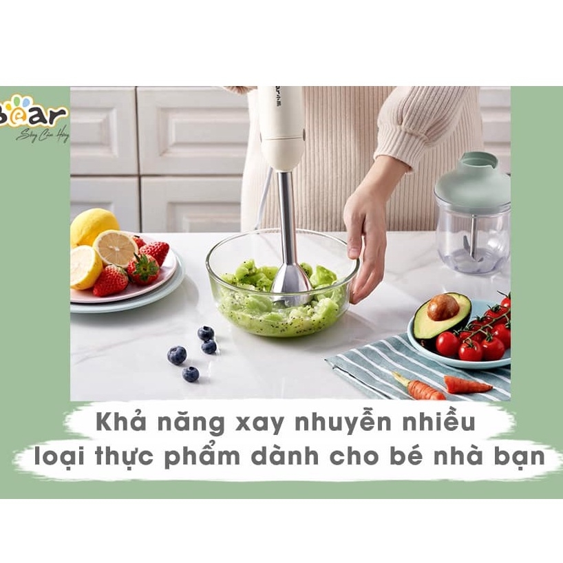 Bộ Máy Xay Bear-JBQ-B50E1 Đa Năng Xay Ăn Dặm, Xay Cháo, Xay tỏi ớt, Đánh Trứng Cầm Tay Tiện Lợi an toàn - Hàng chính hãng