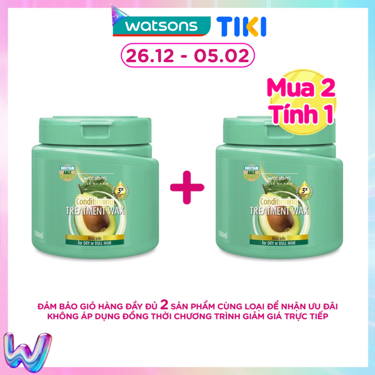 Kem Ủ Tóc Watsons Chiết Xuất Quả Bơ 400Ml