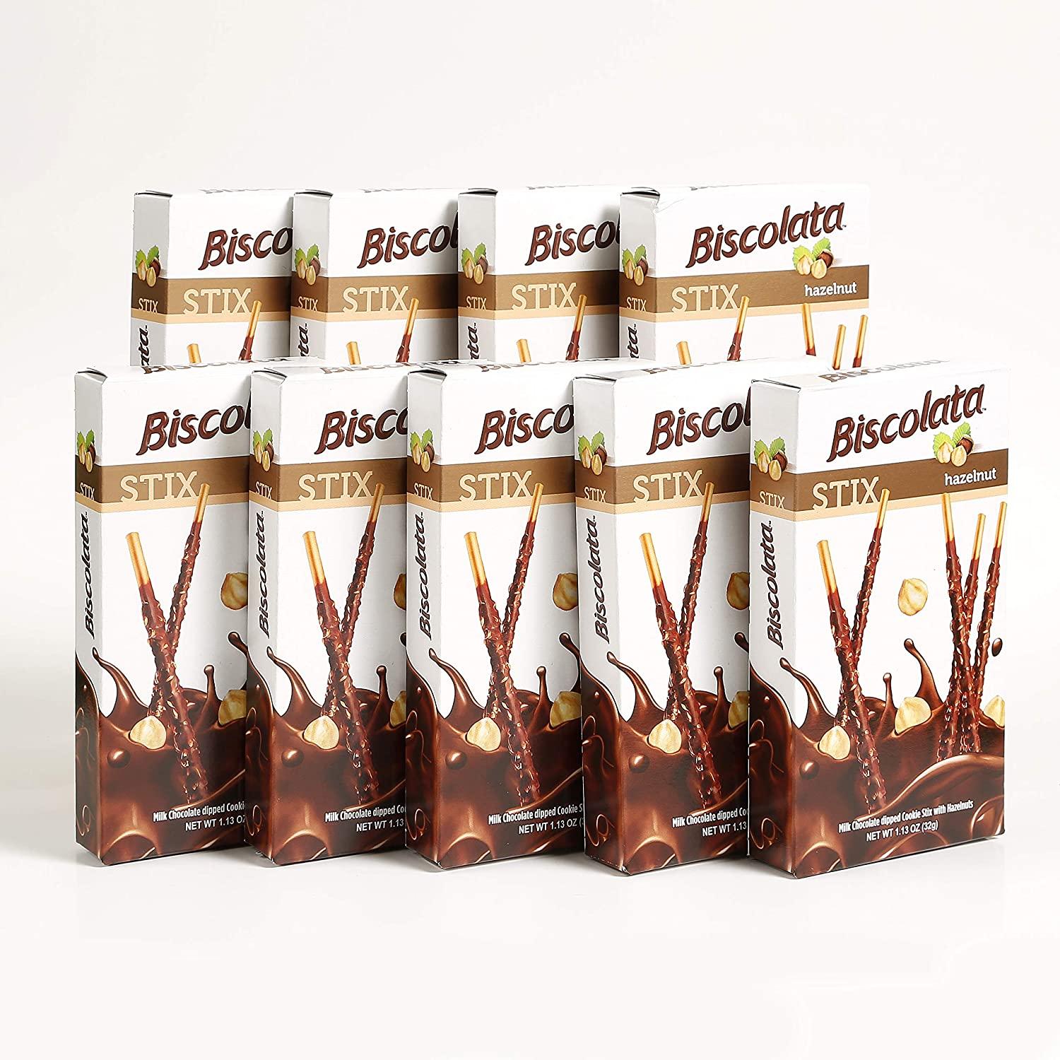 Bánh que Socola hạt phỉ Biscolata Stix 384g
