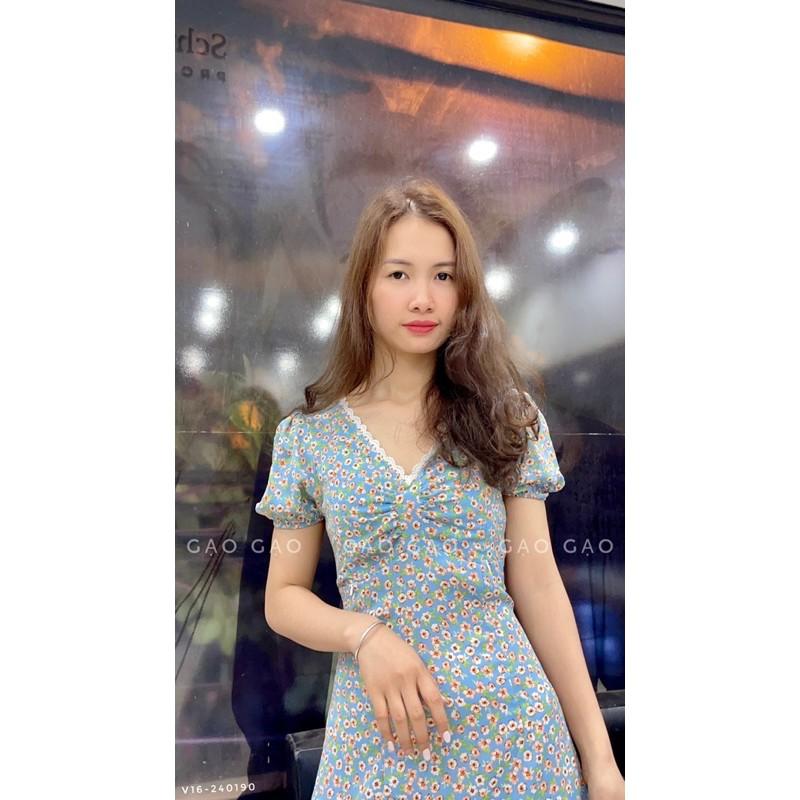 Váy hoa xanh cho con bú V16 ️ẢNH THẬT