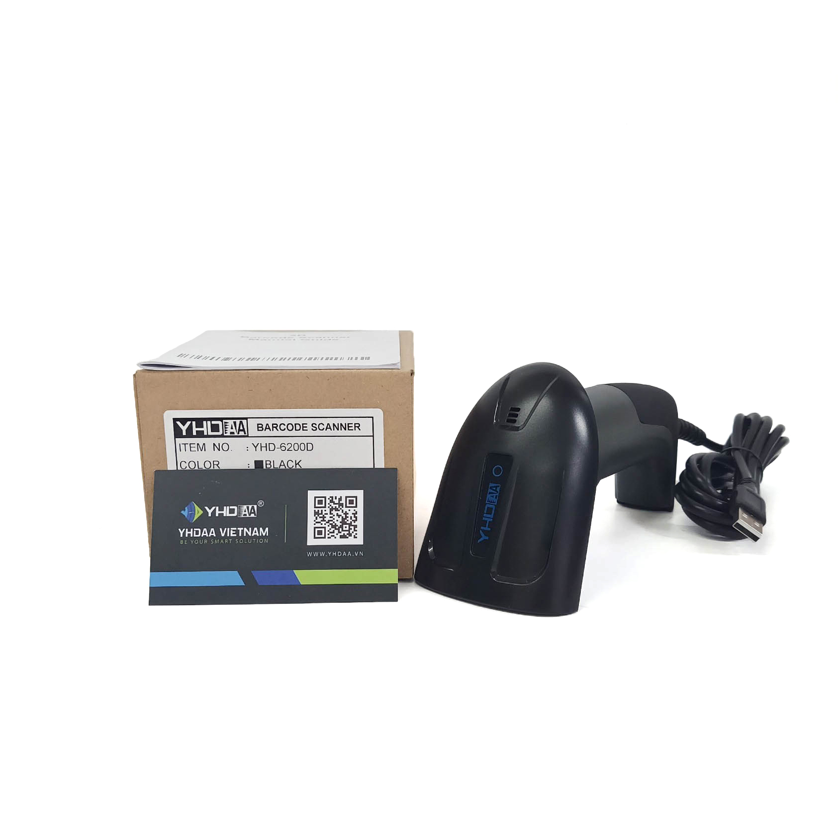 Máy quét mã vạch có dây YHD 6200D 2D đọc mã vạch Barcode Qrcode dùng dây trực tiếp cắm cổng USB Máy tính, Laptop - Hàng Nhập Khẩu