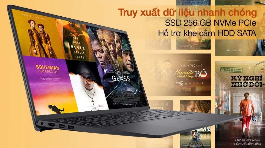 Máy Tính Xách Tay Dell Inspiron 15 3511 i3 1115G4/4GB/256GB/15.6&quot;F/OfficeHS/Win10/Đen - Hàng Chính Hãng