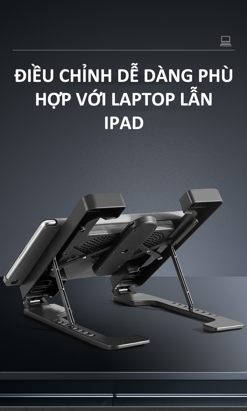 Quạt tản nhiệt laptop kết hợp giá đỡ nâng cao tiện dụng sử dụng cho Laptop, IPAD HD00026