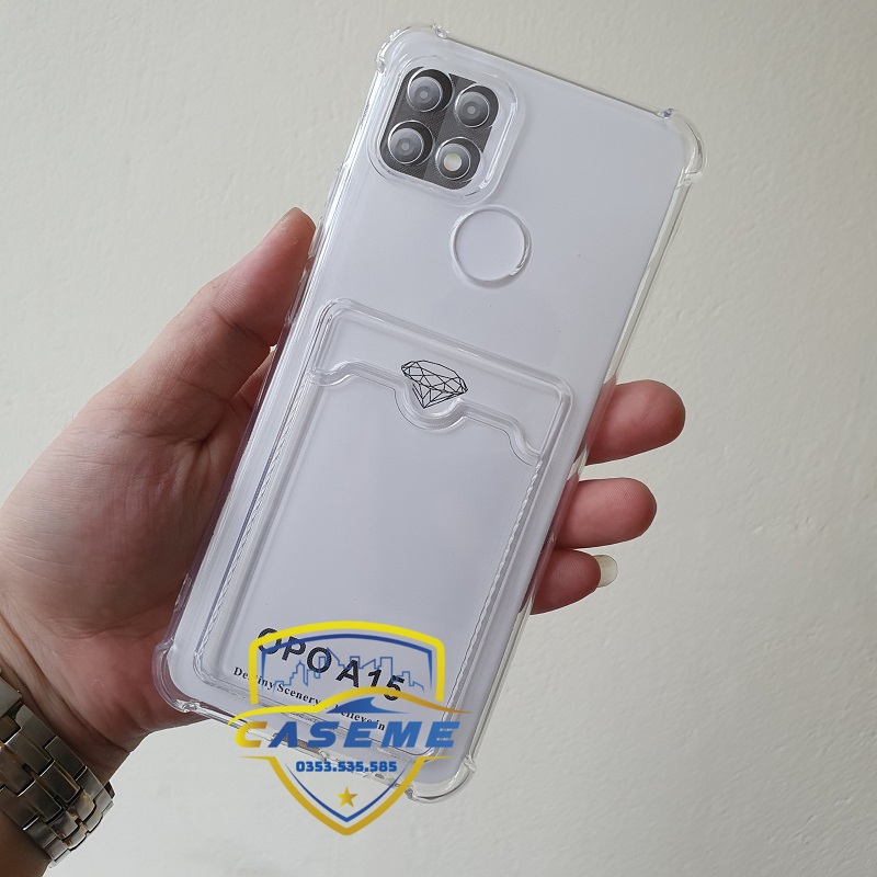 Ốp chống sốc kèm ngăn ví đựng thẻ dành cho OPPO A15 silicon trong suốt cao cấp