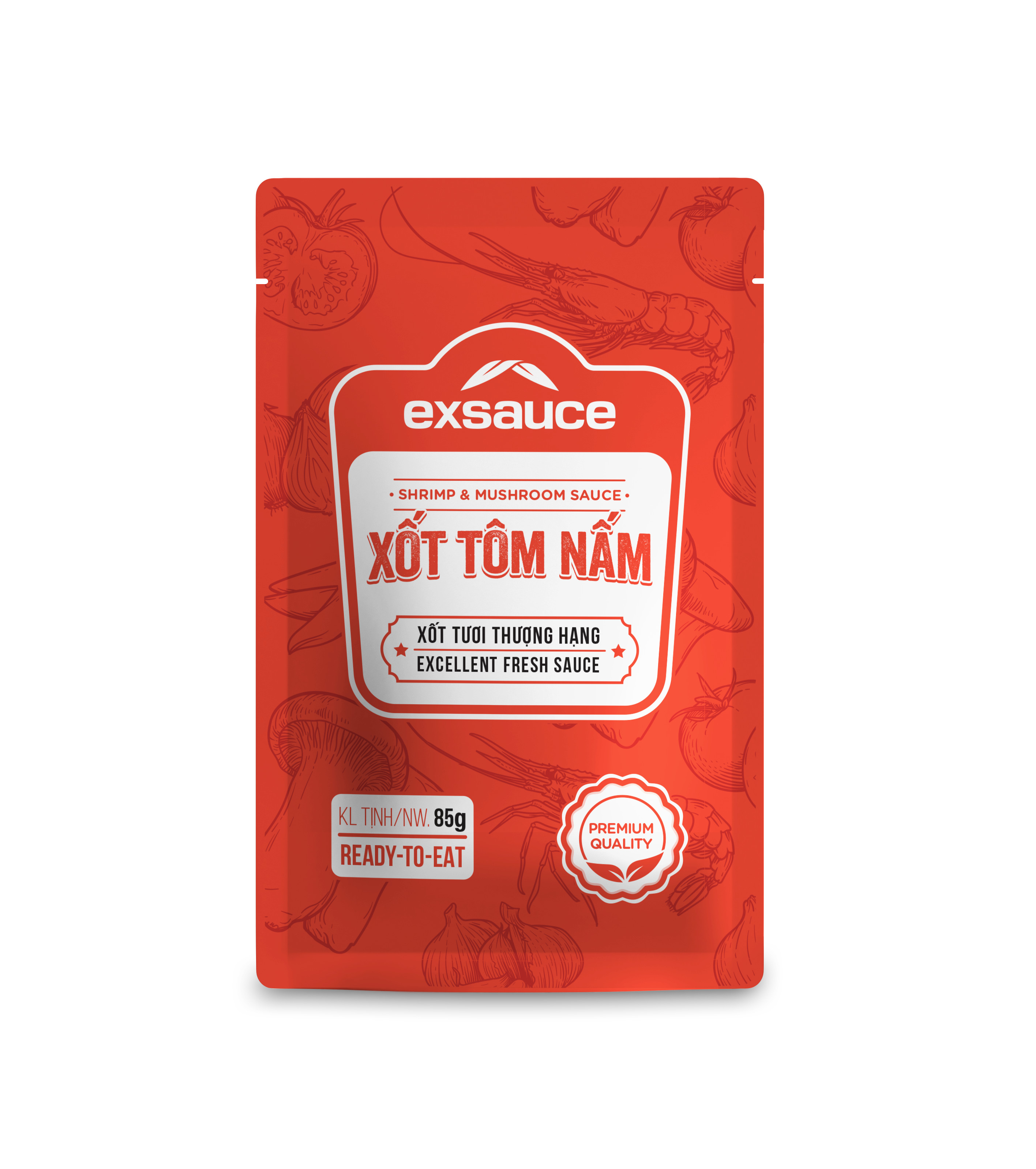 Xốt tôm nấm Exsauce - Xốt tươi thượng hạng, sử dụng trực tiếp, kết hợp đa dạng món ăn ( hộp 6 gói x 85g)