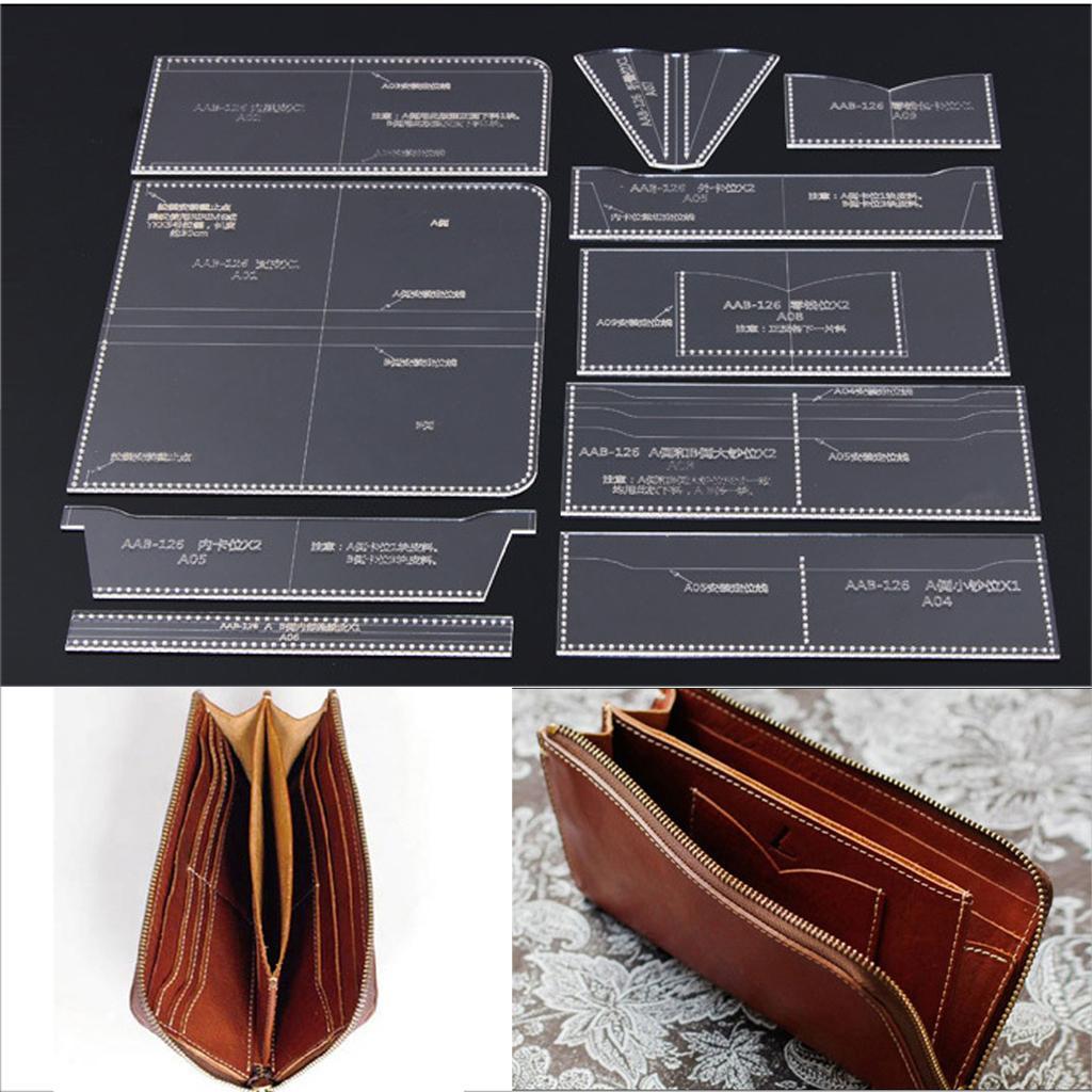 10pcs Acrylic Wallet Pattern Stencil Template Leather Crafts for Women Men