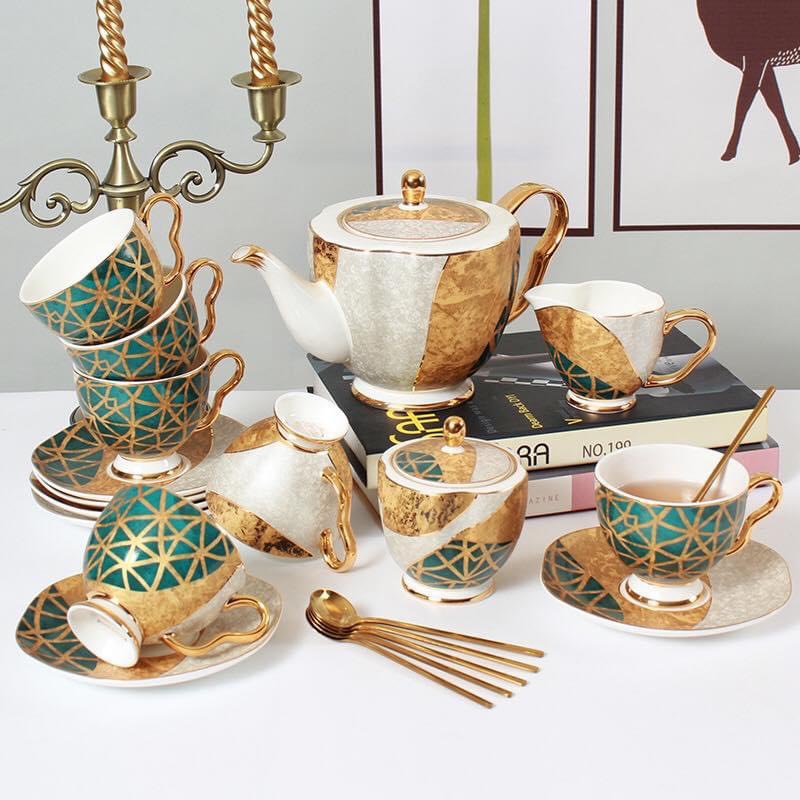 BỘ BÌNH TRÀ SỨ XƯƠNG 6 CỐC KÈM 2 TỐNG ĐỤNG ĐƯỜNG, SỮA - ANTH560