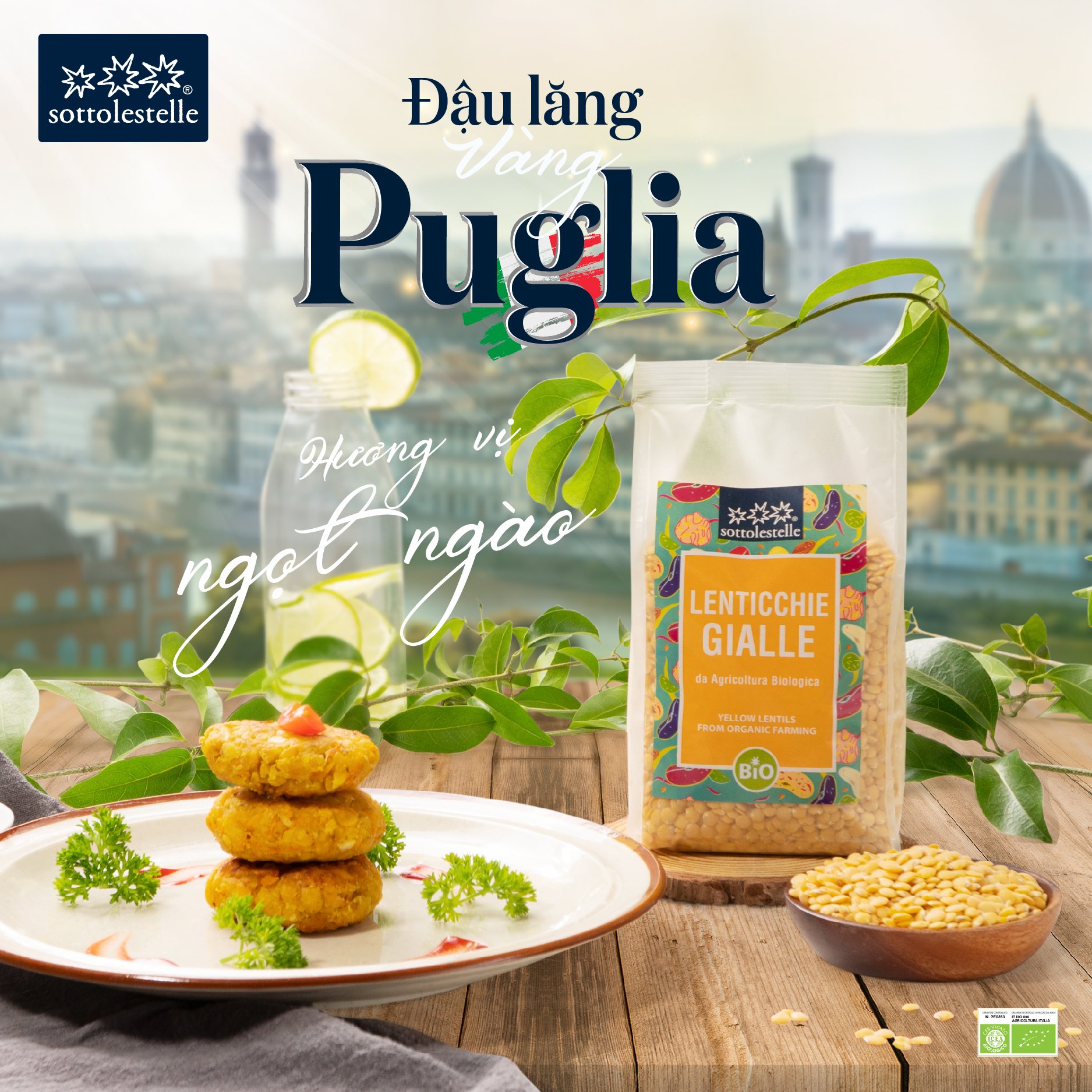 Đậu Lăng Vàng Hữu Cơ 500g Sottolestelle Organic Yellow Lentils