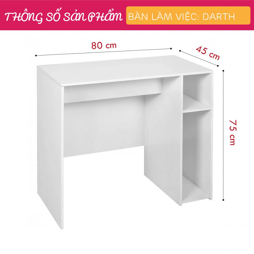 Bàn làm việc, bàn học gỗ hiện đại SMLIFE Darth | Gỗ MDF dày 17mm chống ẩm | D80xR45xC75cm