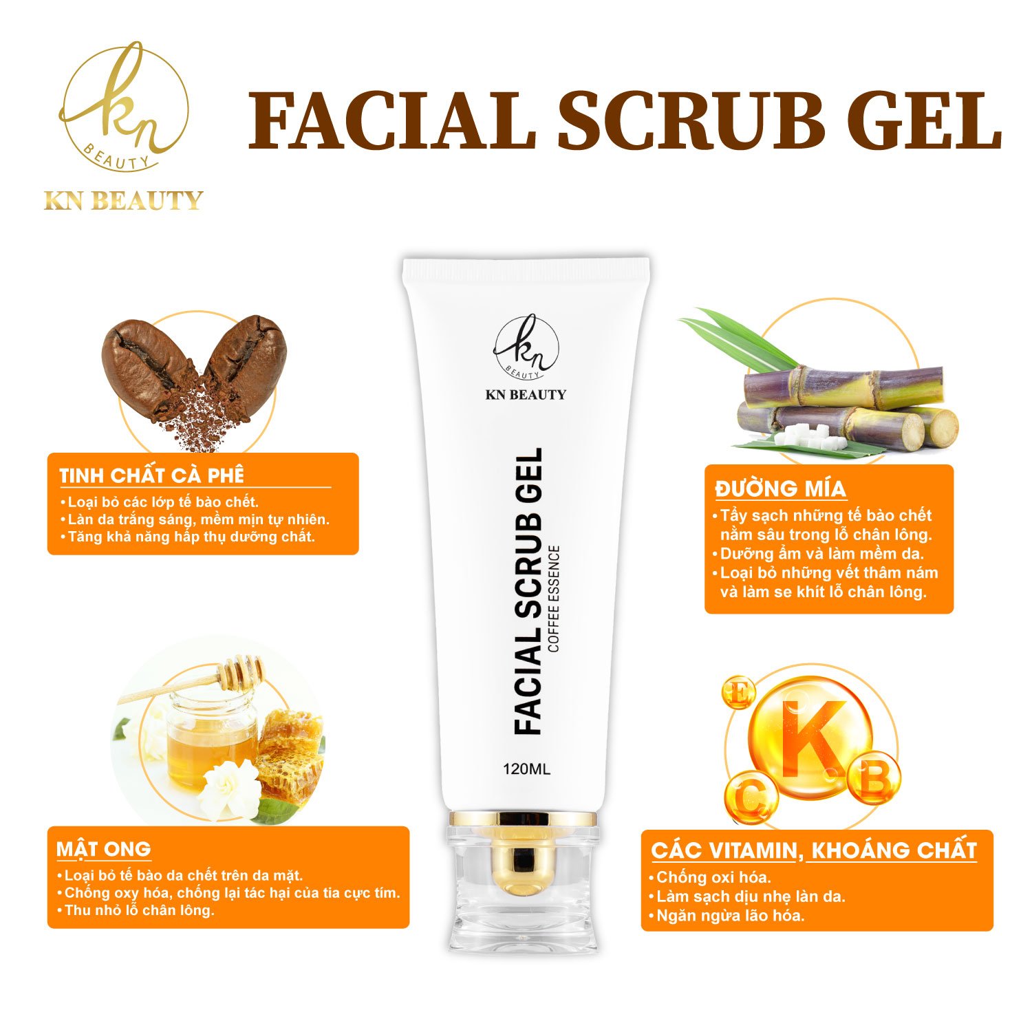 Bộ 3 sản phẩm Xóa Mờ Thâm Nám, Tàn Nhang, Đồi Mồi, Làm Trắng Da, Chống Nắng KN Beauty chuyên sâu : Kem dưỡng 25g + Serum 30ml + Tẩy tế bào chết 120ml