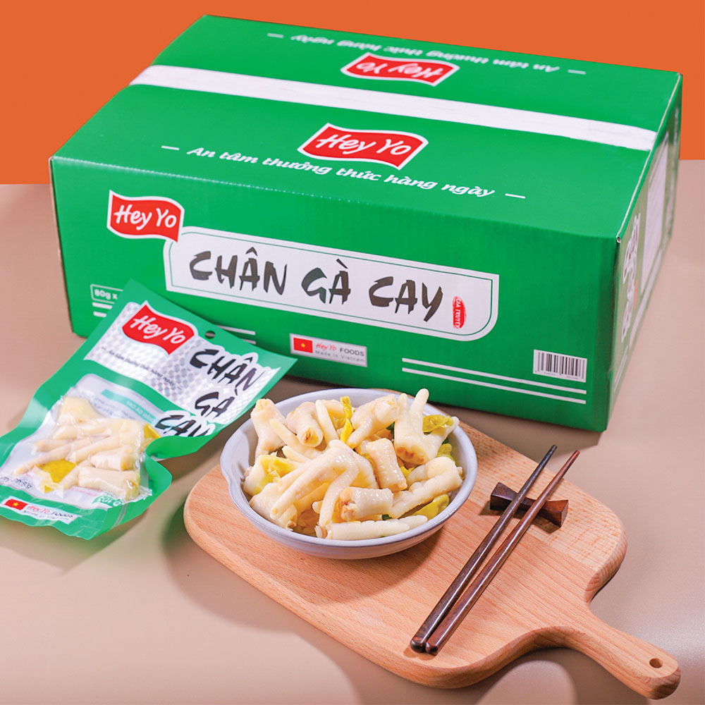 Combo 10 Chân Gà Cay 80g Hey Yo, chân gà ngâm ớt xanh hàng Việt Nam thơm ngon chất lượng