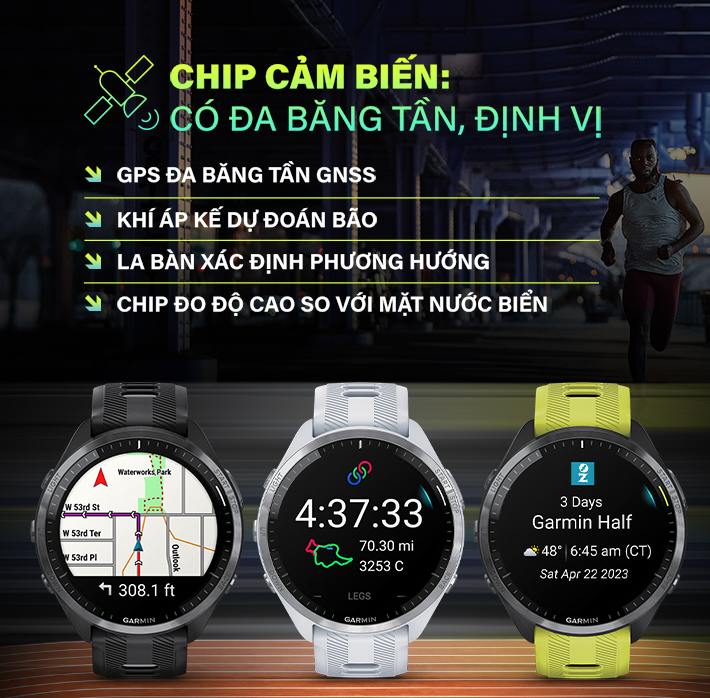 Đồng Hồ Chạy Bộ Garmin Forerunner 965 - Vòng Đeo Thông Minh Theo Dõi Sức Khỏe - Hàng Chính Hãng FPT