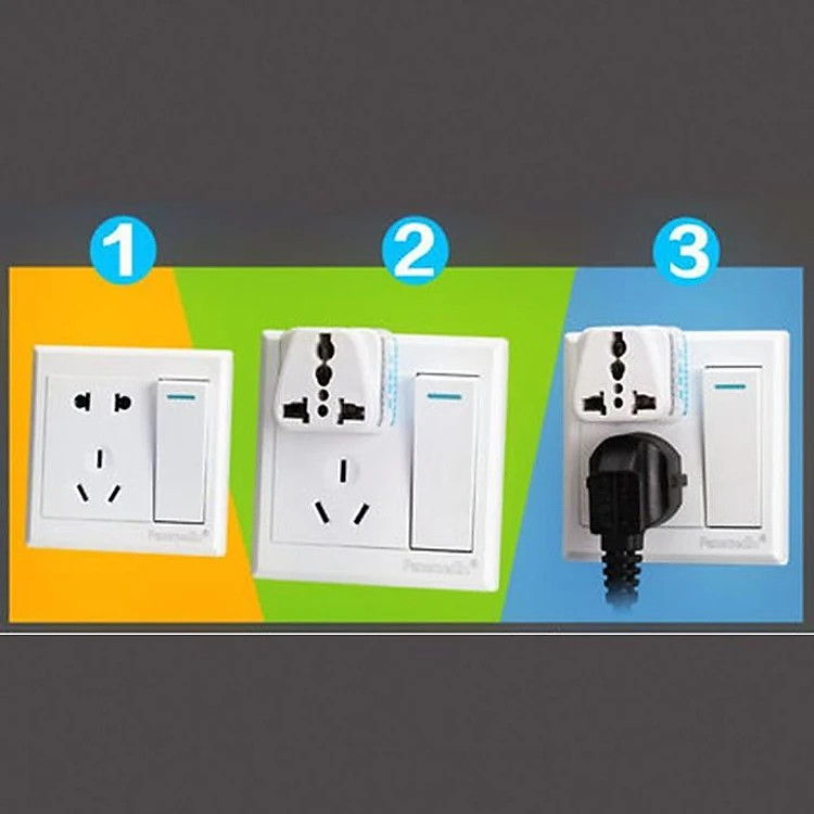 Giắc ổ cắm chuyển đổi đầu 3 chân sang 2 chân nguồn 220V thông thường - Hàng chính hãng