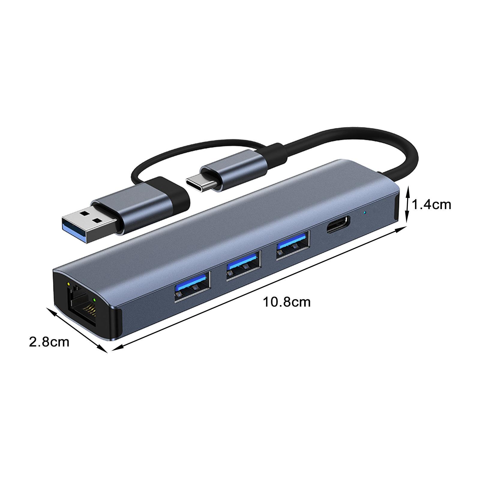USB 3.0 Type C to Ethernet Adapter Docking Station Aluminum Alloy Professional 3 USB 3.0 Ports + USB USB Expander Hub for Desktops PC