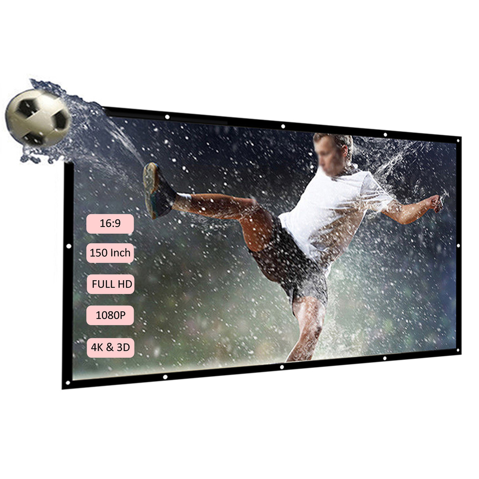Màn Hình Máy Chiếu Di Động H150 150 Inch HD 16: 9 White Dacron Có Thể Gập Lại