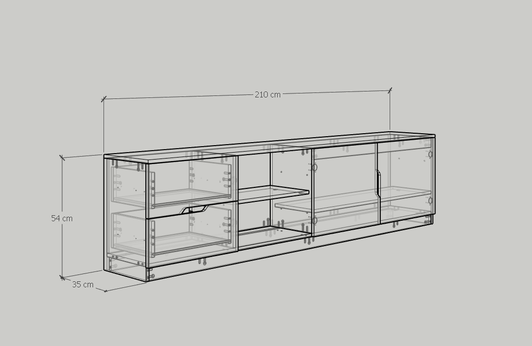 [Happy Home Furniture] DASH, Kệ Tivi nhiều ngăn, 210cm x 35cm x 54cm ( DxRxC)   , KTV_007