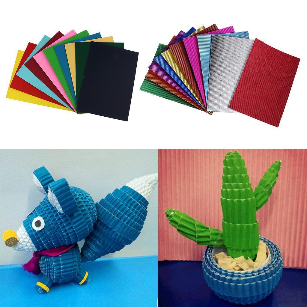 10x Multicolor Corrugated Paper Crafts Decorations Cardboard Color