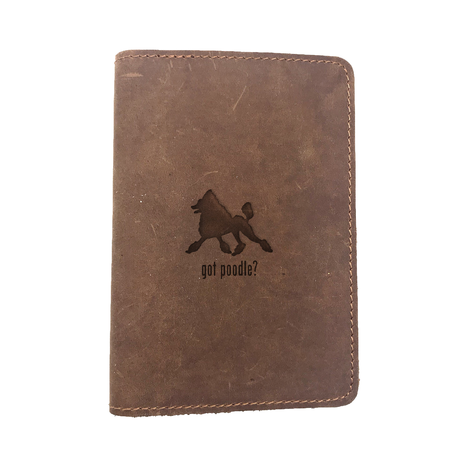 Passport Cover Bao Da Hộ Chiếu Da Sáp Khắc Hình Chó ANIMAL GOT POODLE DOG