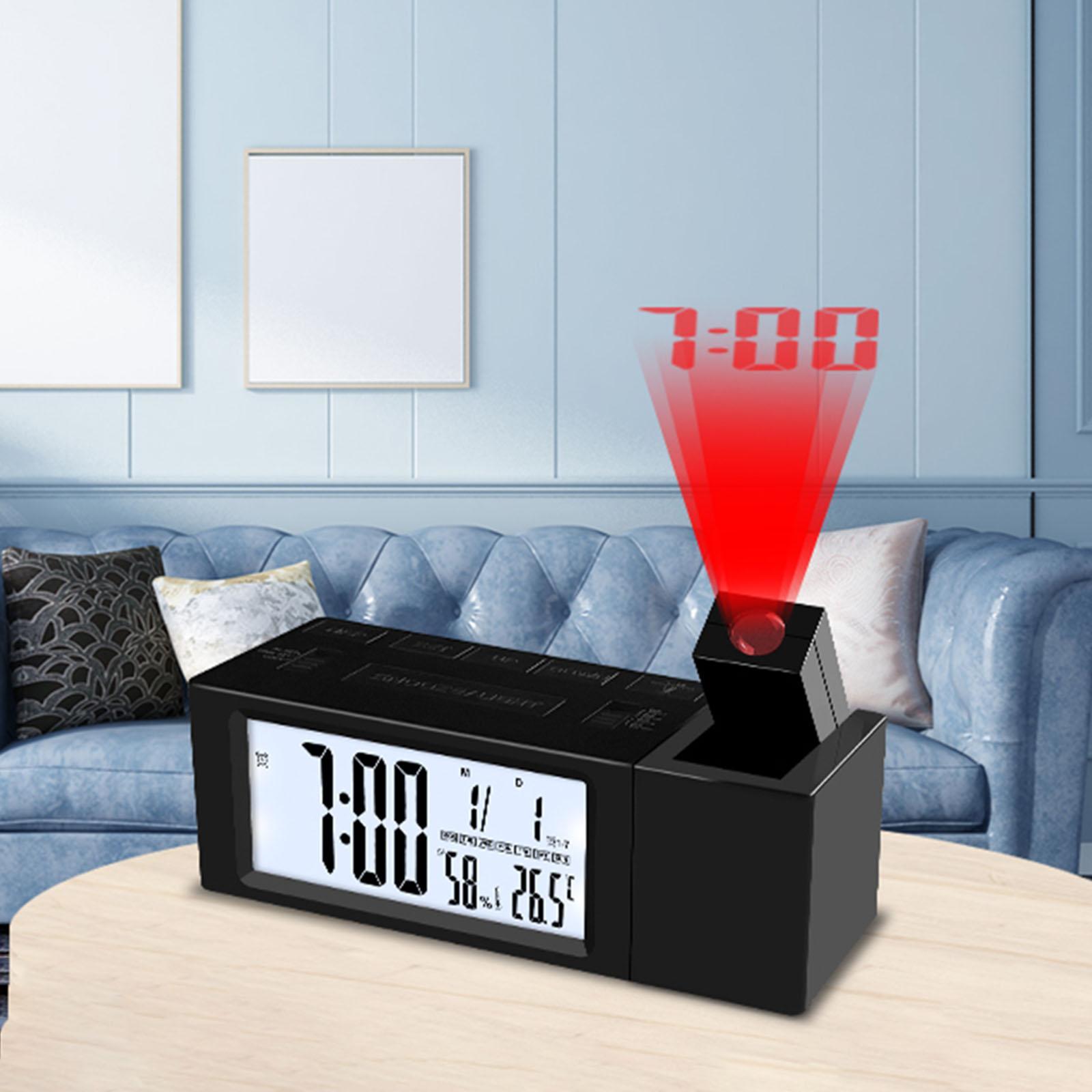Digital Alarm Clock for Bedroom, Projection Alarm Clock, Snooze, Dimmer Large LED Display Clock for Kids Teens Adults