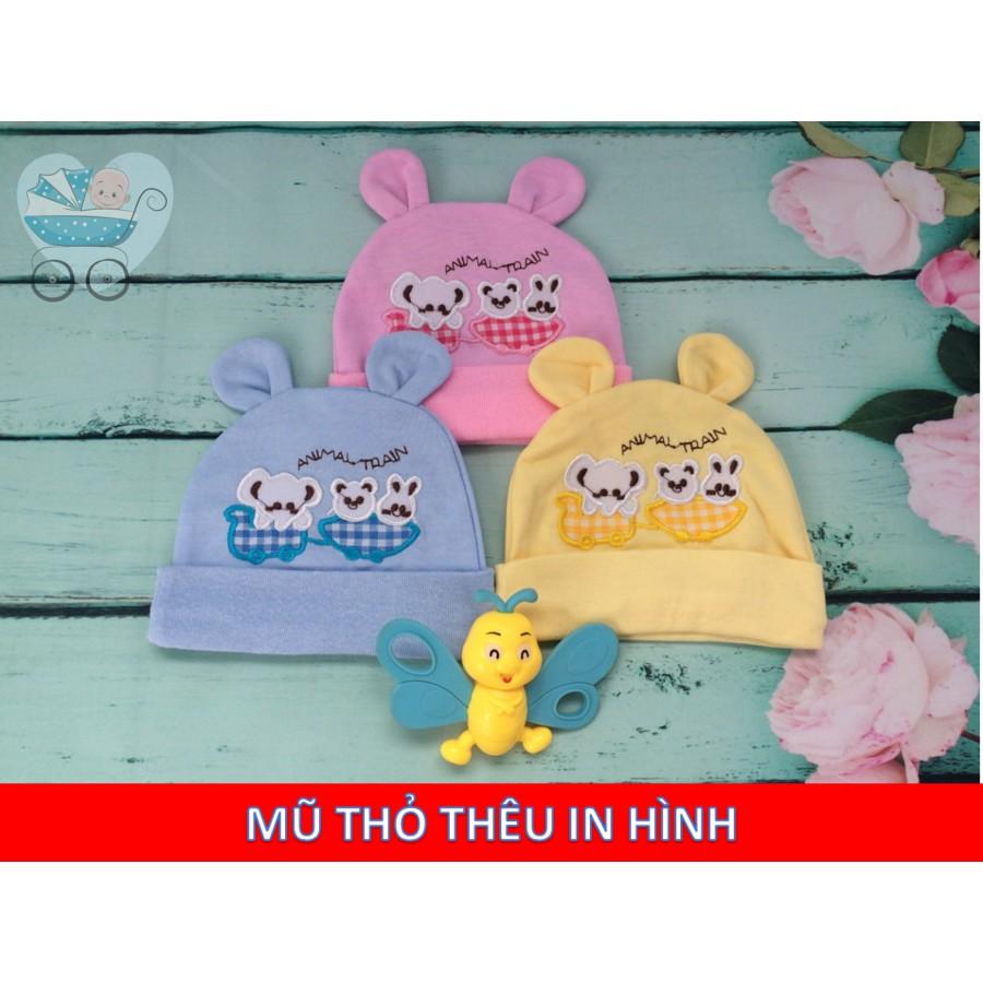 Mũ thỏ thêu in hình
