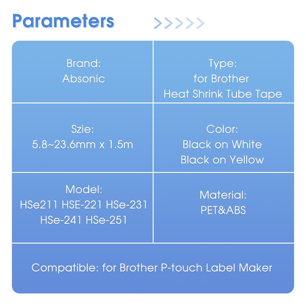 Băng absonic cho anh trai HSE-211 HSE-221 HSE-231 HSE-611 HSE-621 HSE-631 641 651 241 Nhiệt ống co lại cho máy in P-Touch