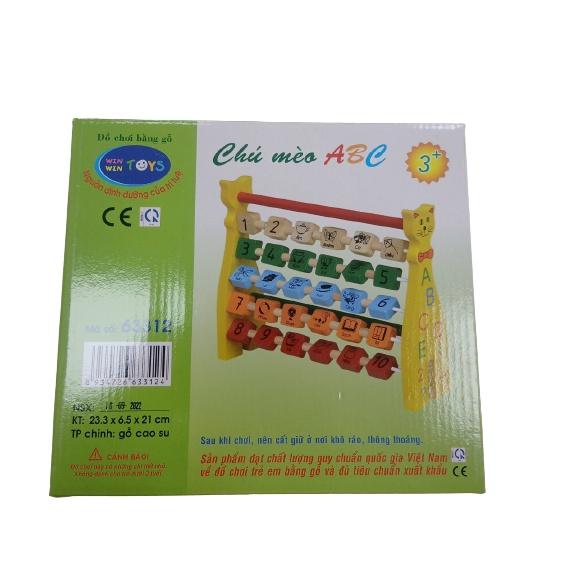 Đồ Chơi Bằng Gỗ Chú Mèo ABC Kích Thước 23,3*6,5*21 Cm  - Đồ Chơi Sáng Tạo Thông Minh Cho Bé