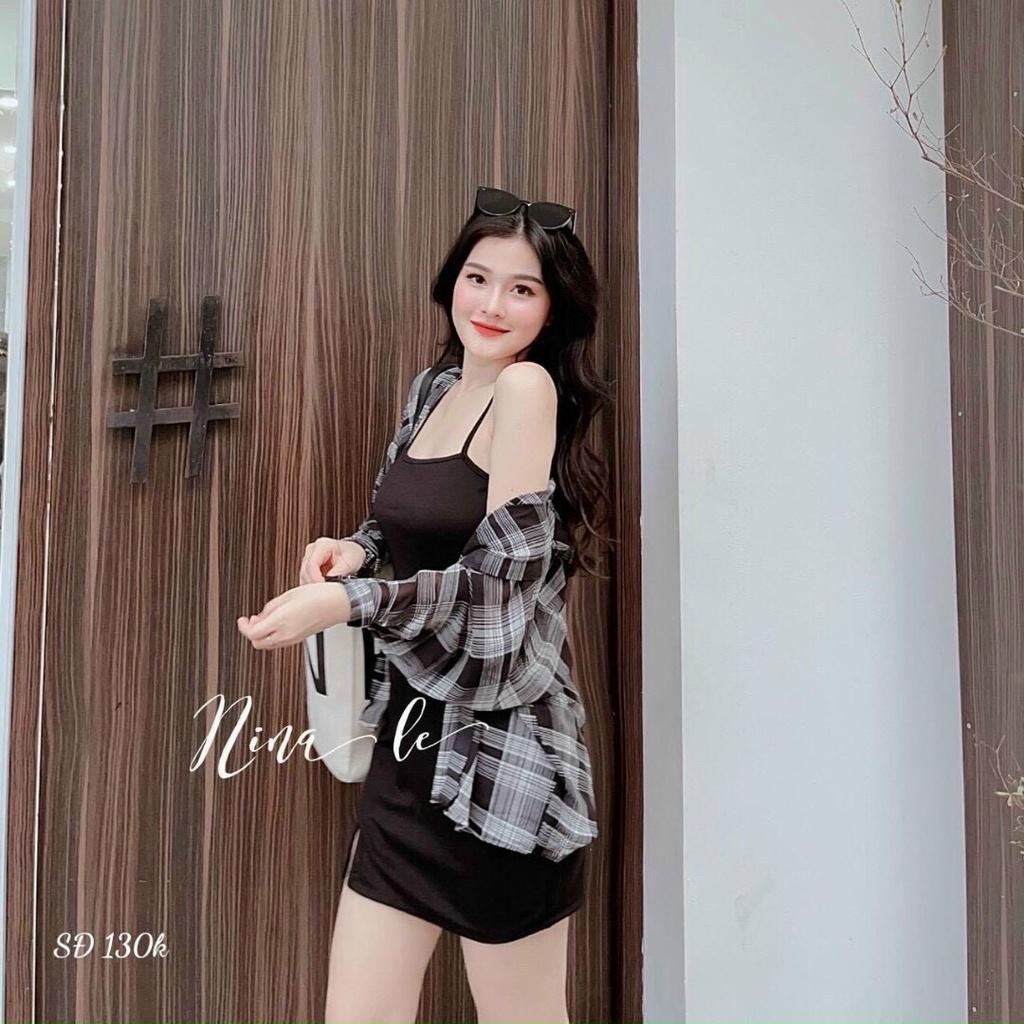 Đầm hai dây kèm khoác thời trang nữ xinh xắn hot teen