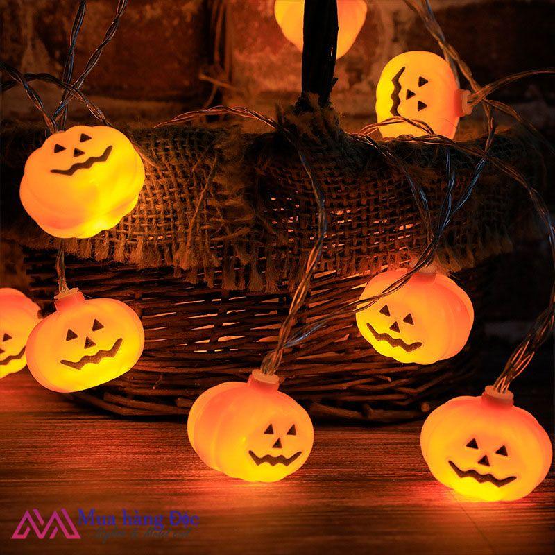 Dây đèn bí ngô trang trí Halloween 10 mét cắm điện chống nước
