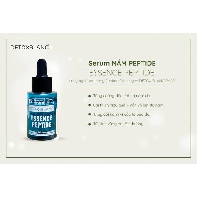 Serum detox blanc ESENCE PEPTIDE giảm nám tàm nhan hiệu quả( mẫu xanh có tem check) + tặng kèm hoa tai ngọc trai cực xinh