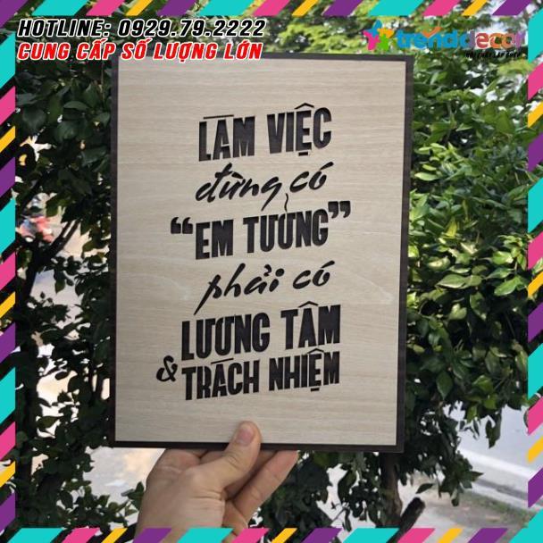 Tranh treo tường Gỗ trang trí phòng tạo động lực - Làm việc phải có lương tâm TRENDDECOR.VN