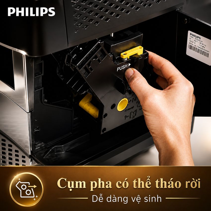Máy pha cà phê Espresso, Americano tự động và Capuccino, Latte thương hiệu Philips EP2124/72 Serial 2200 - Hàng chính hãng