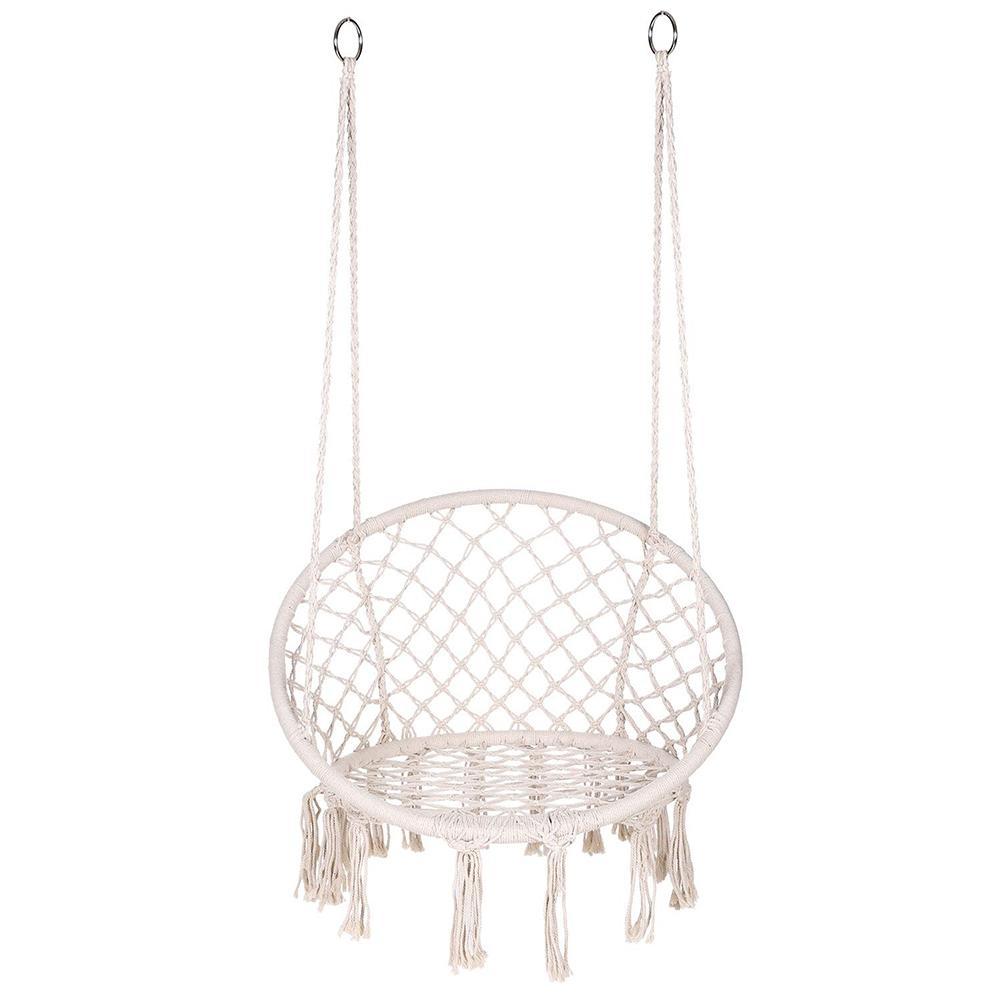 Bắc Âu Võng Ghế Tay Cotton Dây Trong Nhà Ngoài Trời Treo Ghế Trẻ Em Đầm Ngủ Người Lớn Đu Treo Ghế Võng Màu Be