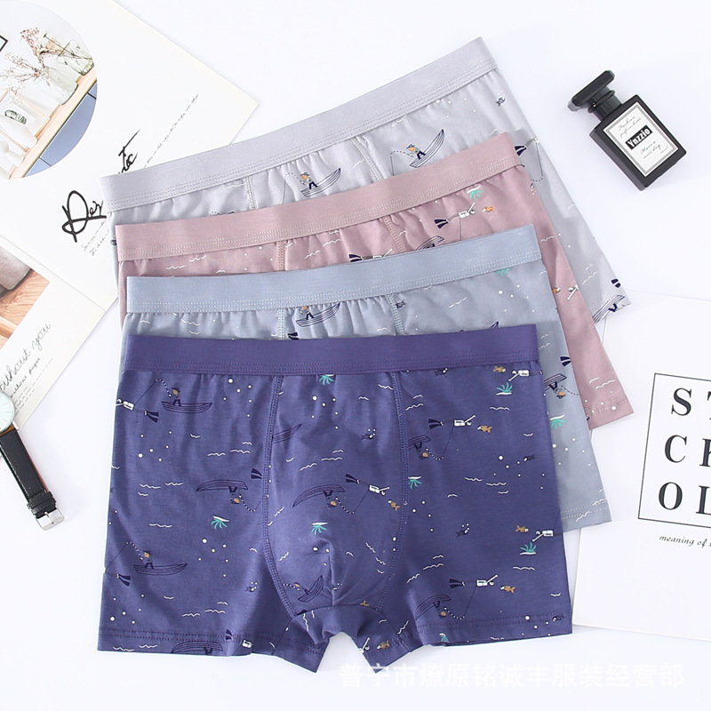 Quần Lót Nam Màu Sáng Cotton Boxer Nam In 3D Mẫu Ngẫu Nhiên - Hàng Nhập Khẩu