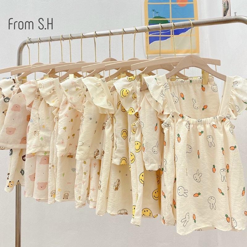 Bộ Đồ Ngủ 2 dây cánh tiên Chất Đũi Xốp Muslin Nhiều Hình