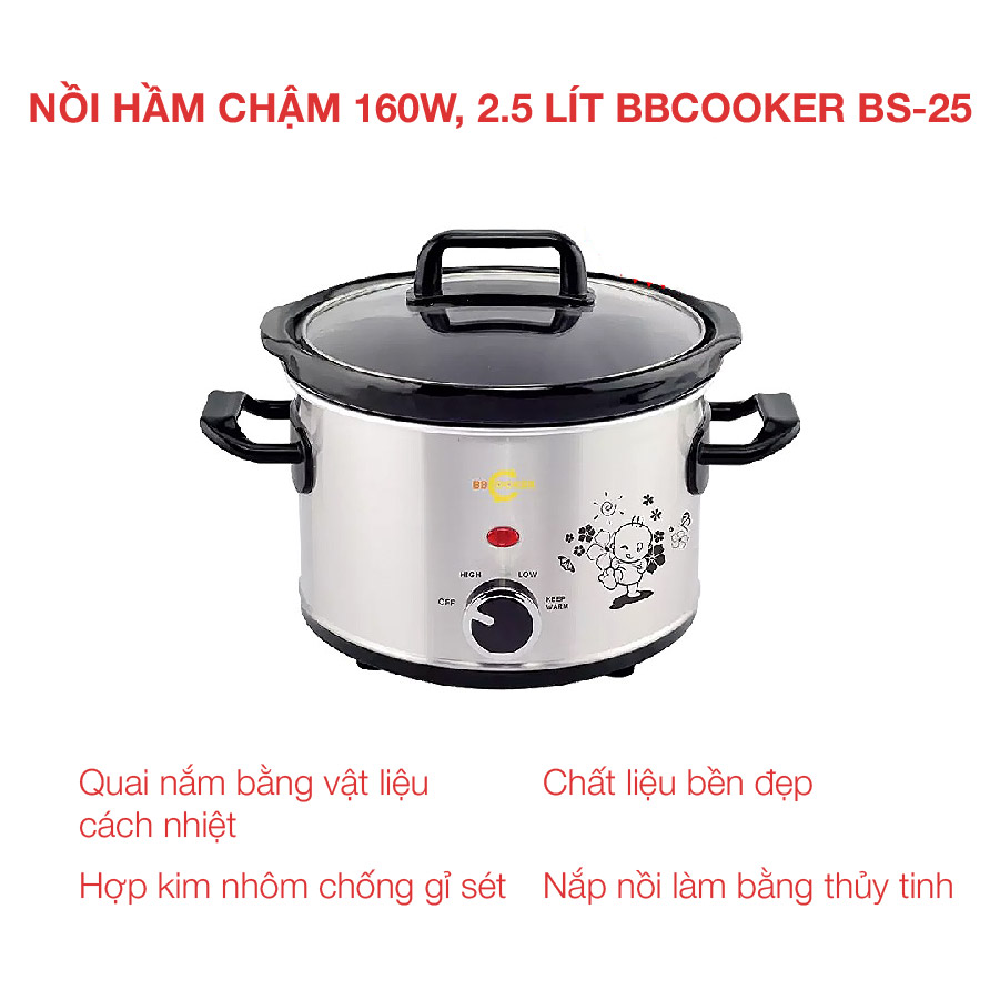 Nồi hầm chậm 160w, 2.5 lít BBCooker BS-25