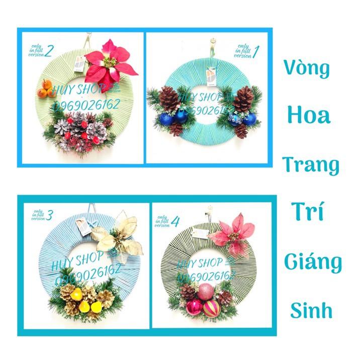 VÒNG HOA TREO TƯỜNG TRANG TRÍ GIÁNG SINH NOEL 35CM 0104