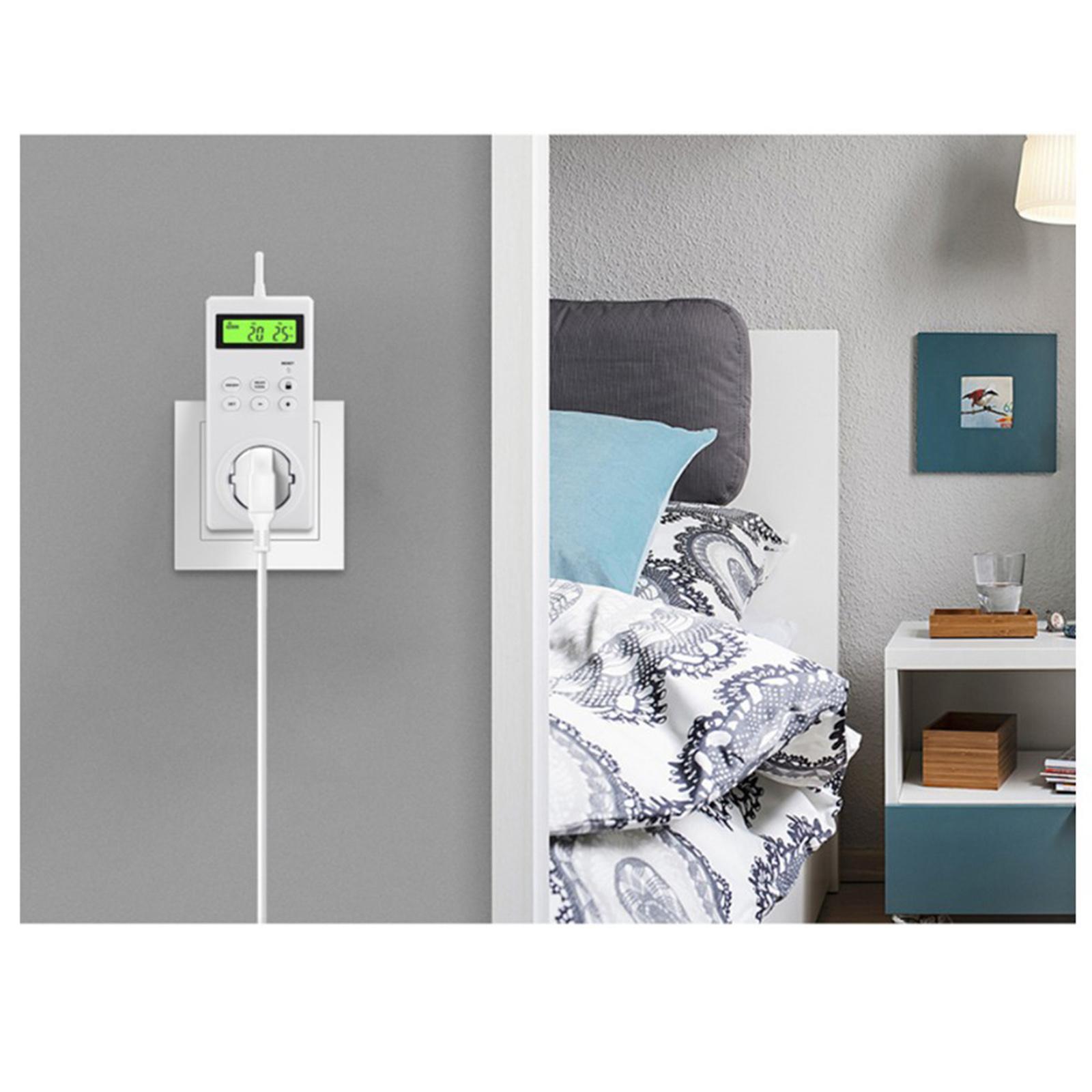 Wireless Temperature Controlled Outlet, Digital Plug in Thermostat Outlet Remote Control Temp Sensor Heating & Cooling Mode, Work with Heaters