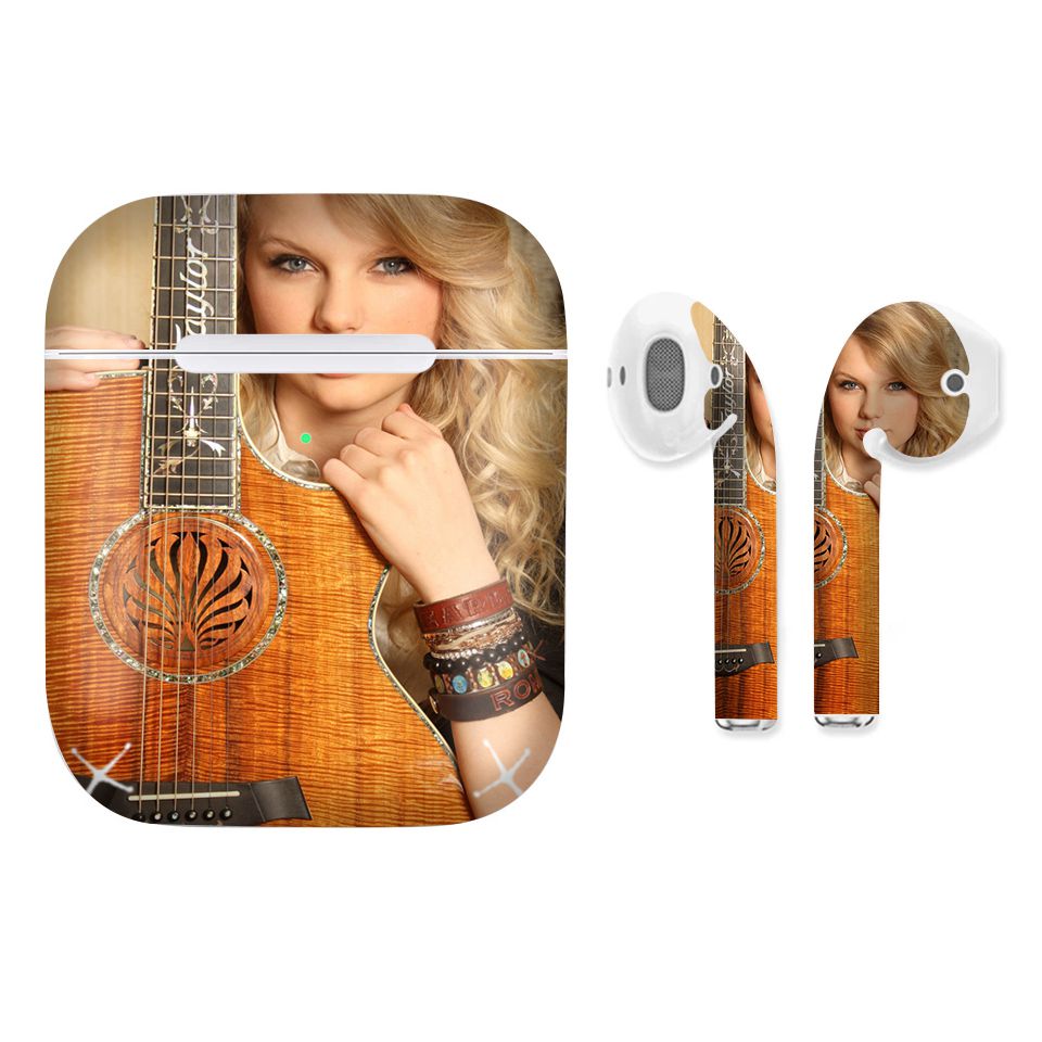 Miếng dán skin chống bẩn cho tai nghe AirPods in hình Taylor Swift - tls001 (bản không dây 1 và 2