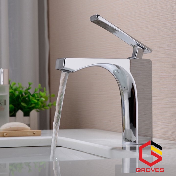 Vòi rửa mặt nóng lạnh thân cấp cao cấp đồng mạ crom GR 6168B (sang trọng, hiện đại, đẳng cấp thời thượng)